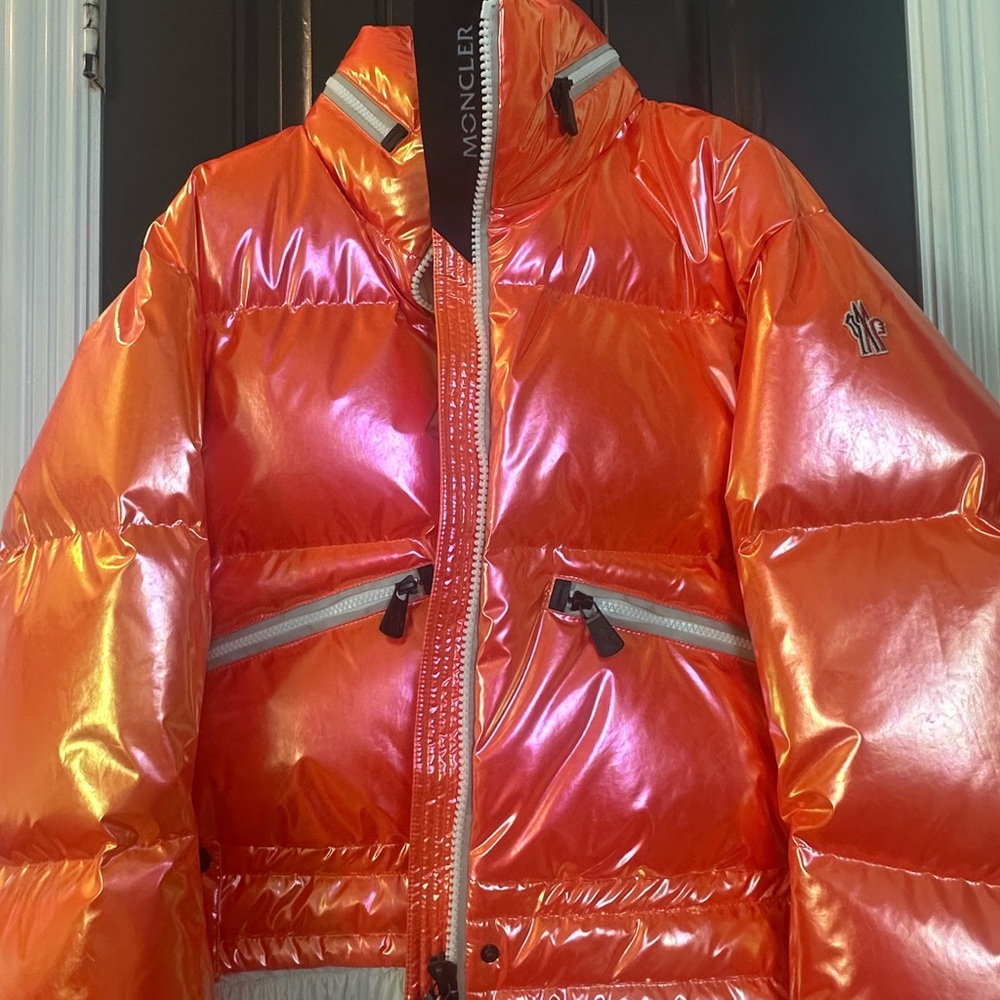 Moncler Shiny Orange Puffer Jacket